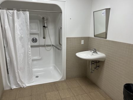 Accessible shower in one of the client rooms
