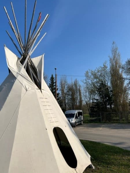 Teepee set up on the Wequedong Lodge grounds